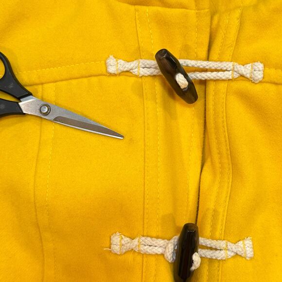 Old Navy Y2K 2012 Bright Yellow Felt Toggle Hooded Winter Peacoat - Picture 9 of 12